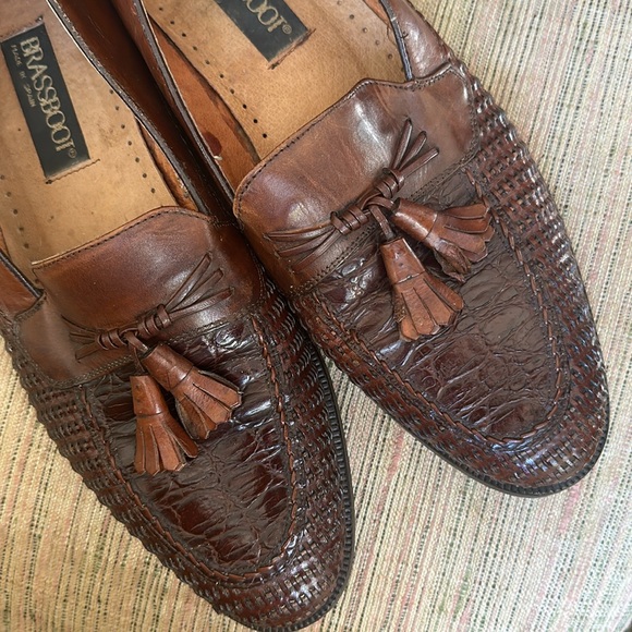 Brass Boot Mens Brown Leather Tassel Loafers Slip On Casual Shoes SZ 9 main image 14